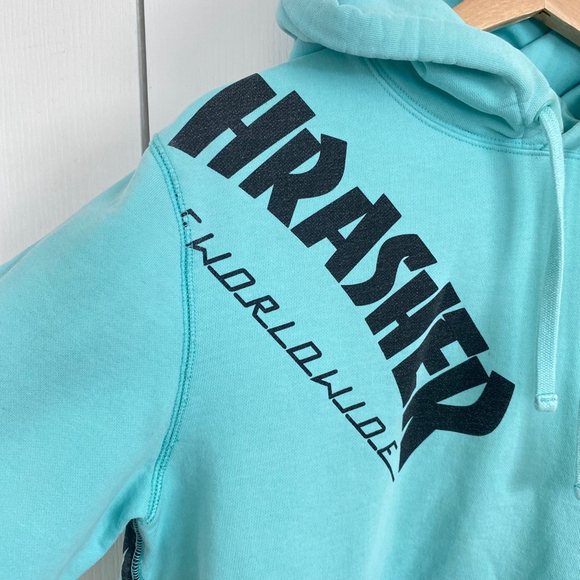 HUF x Thrasher Hoodie Size L Light Teal - Picture 6 of 13